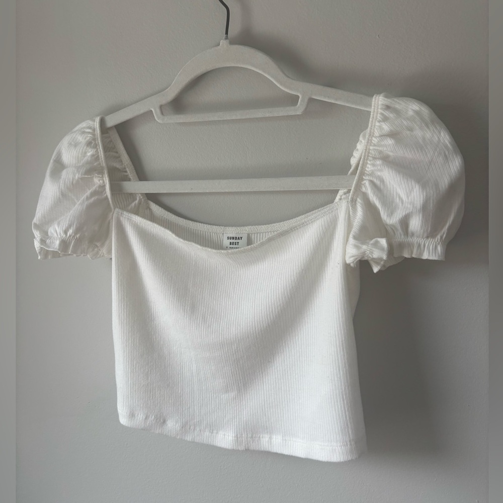 Sunday Best Ribbed White Crop-Top